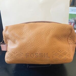 Fossil Brown Leather Cosmetic or Toiletry Bag